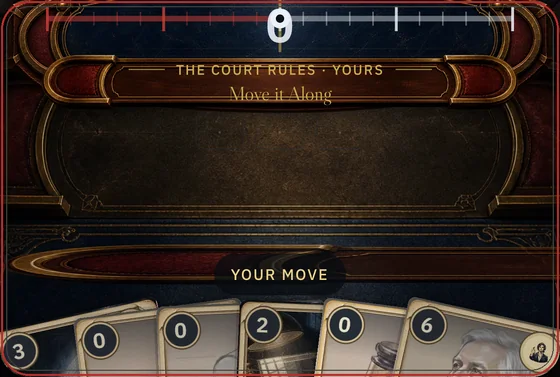 Reactive trial window showing the shared jury meter and cards ready for an Objection